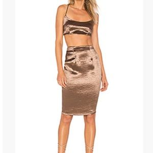 By the way mocha brown 2 piece top skirt XS NWT